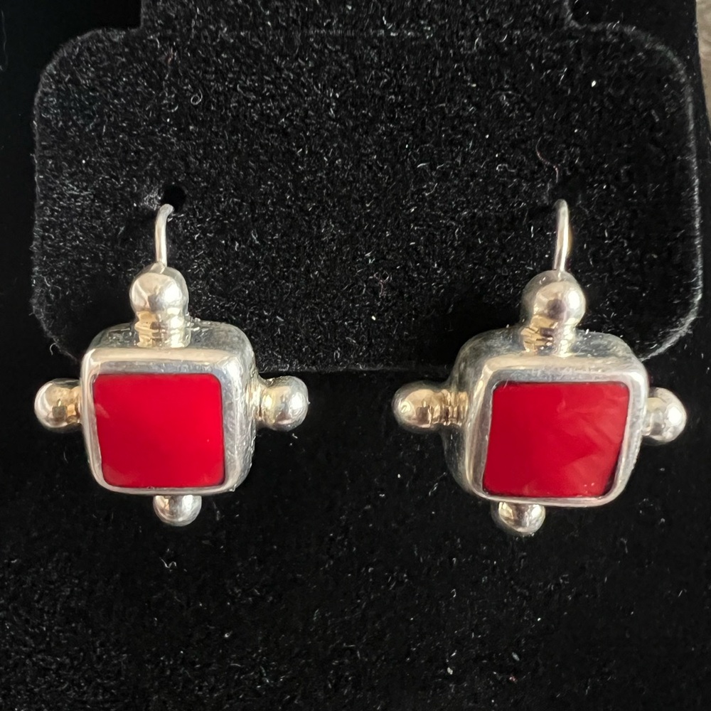 Sterling sliver Taxco fishhook dangle earrings